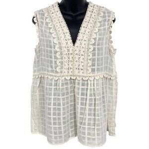 Max Studio Women Size Medium M Sleeveless Lace Trim Blouse Top V Neck NWT New